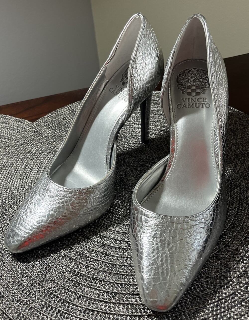 Vince Camuto 4 In. Silver Patterned Stiletto Heels